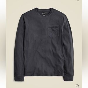 J crew black Long-sleeve vintage-wash cotton pocket T-shirt